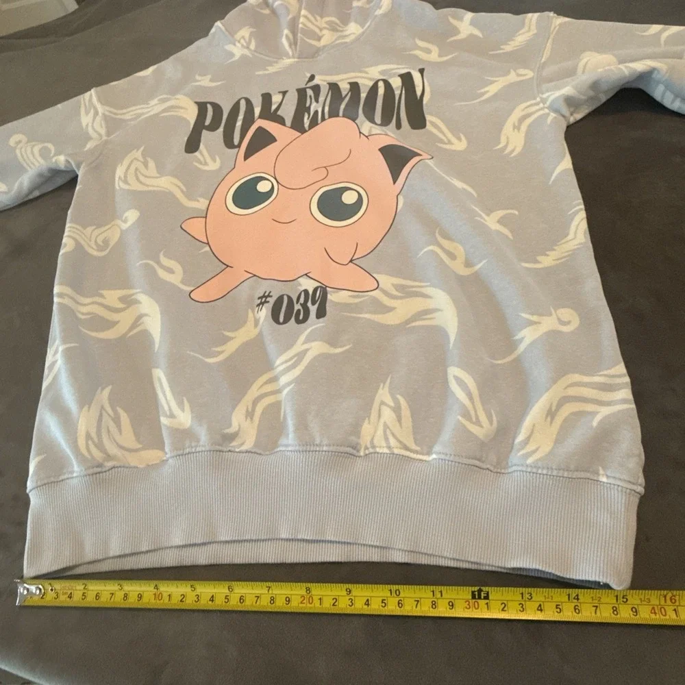 H&M Pokémon Jigglypuff Printed Oversized Light Blue Hoodie Kids Size 12/14 Rare